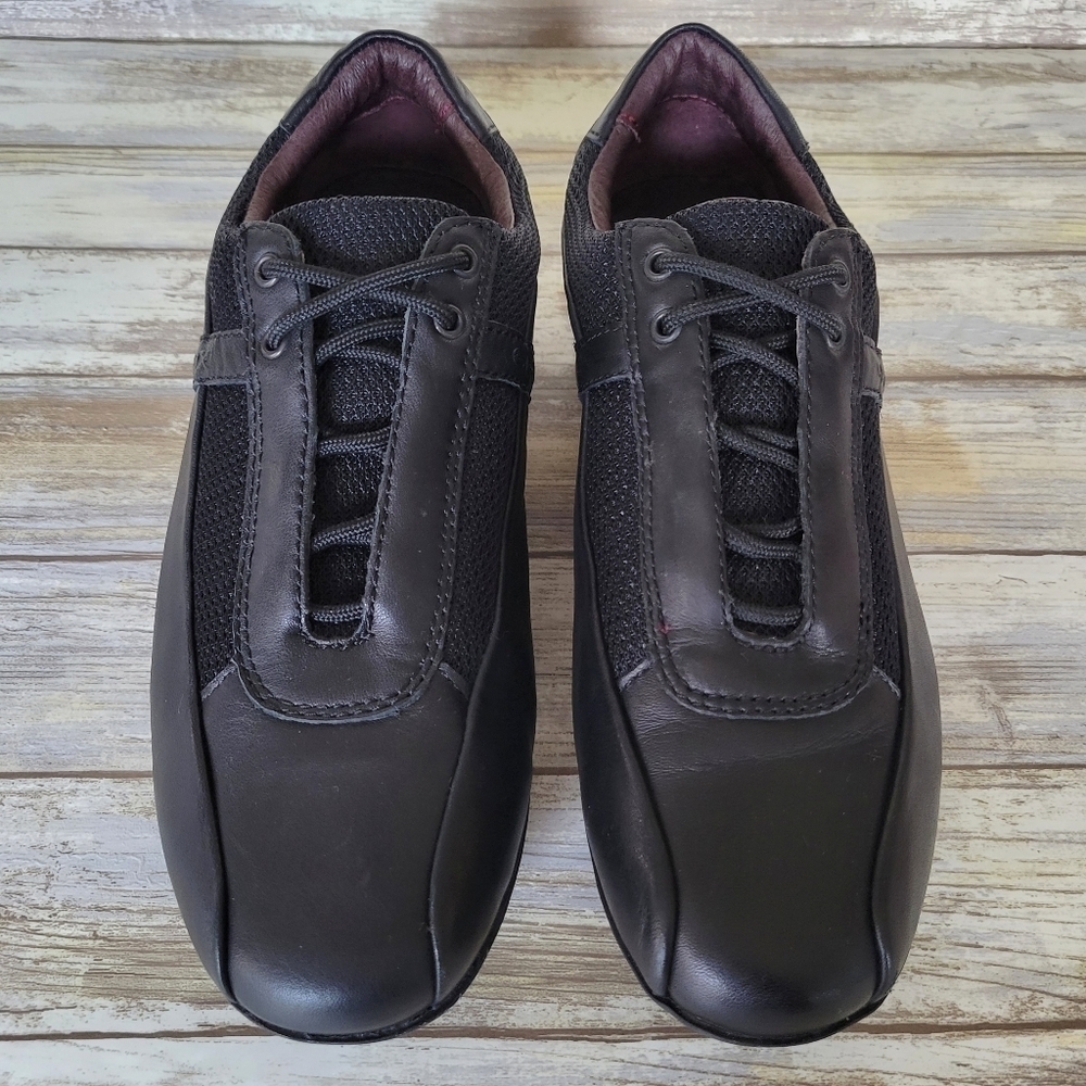 Geox Respira Women's Black Leather Minimalist Lace-Up Sneakers EU 36.5/US 6.5 - Picture 3 of 11